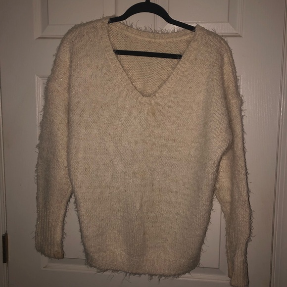 DKNY Jeans Sweaters - Vintage DKNY Knitted Fuzzy Cream &Gold Sweater- M